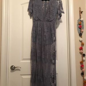 Purple lace maxi formal dress